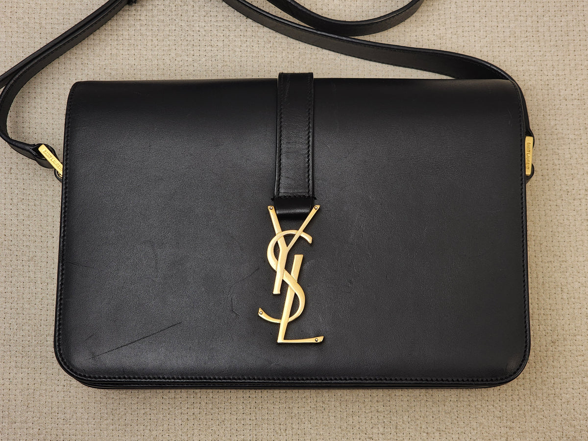 YSL Black Calfskin Medium Universite Bag (GHW)