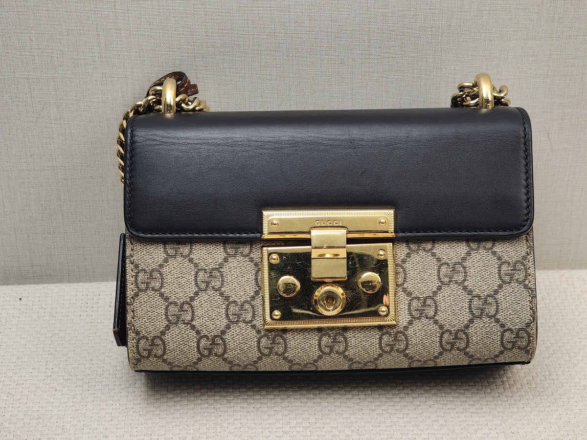 Gucci Brown GG Supreme Small Padlock Shoulder Bag (GHW)