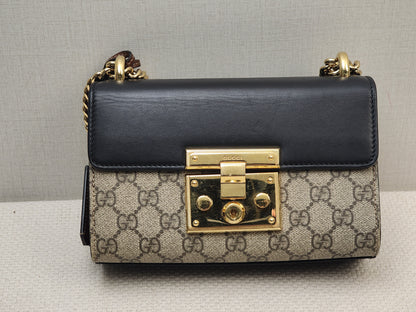 Gucci Brown GG Supreme Small Padlock Shoulder Bag (GHW)