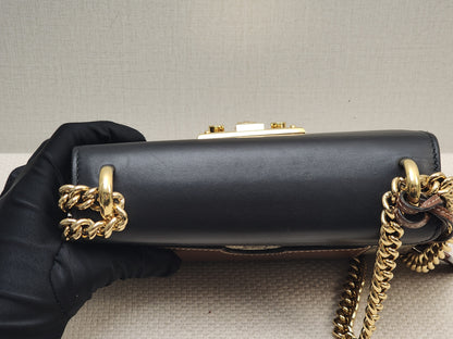 Gucci Brown GG Supreme Small Padlock Shoulder Bag (GHW)