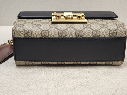 Gucci Brown GG Supreme Small Padlock Shoulder Bag (GHW)