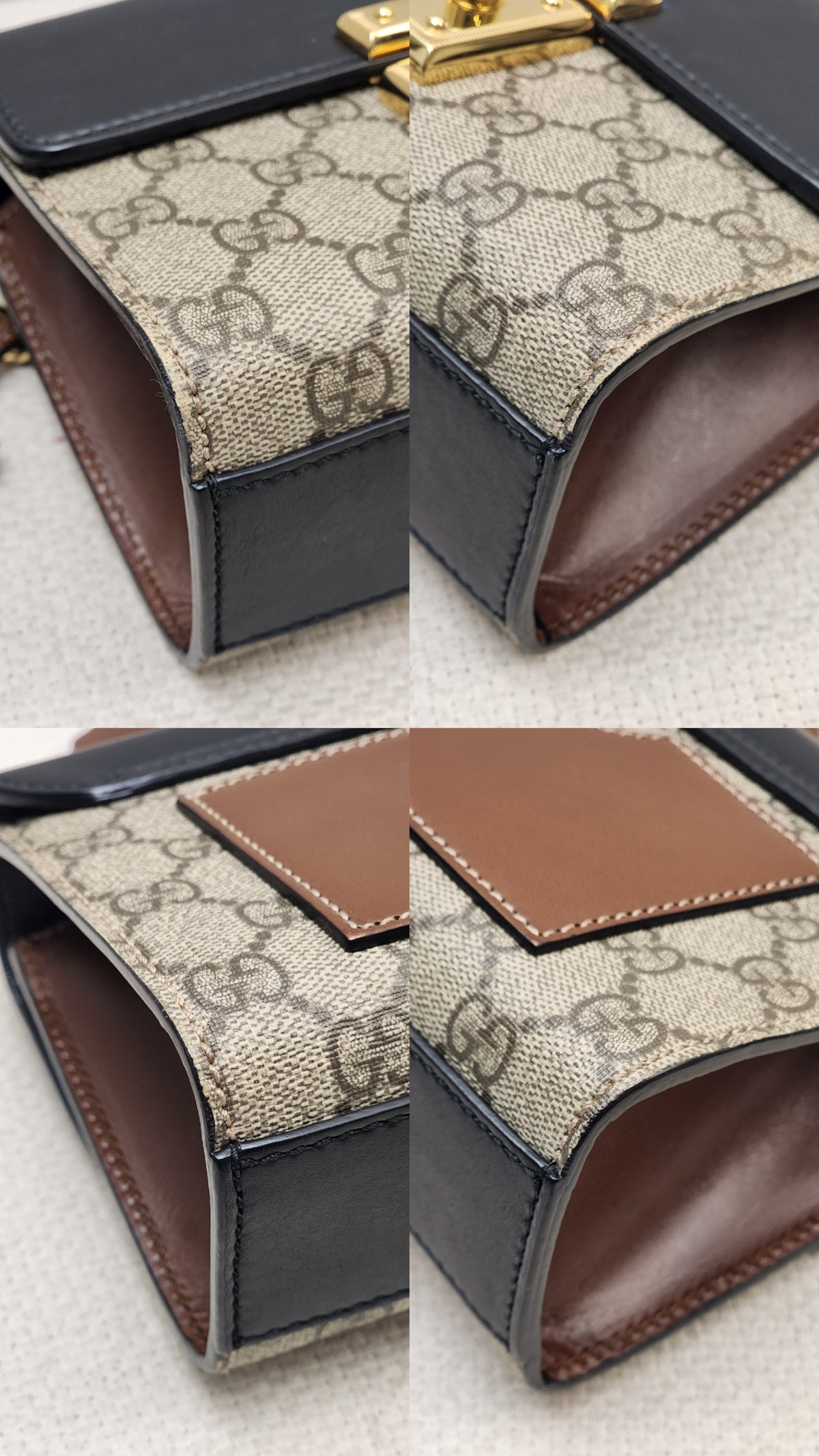 Gucci Brown GG Supreme Small Padlock Shoulder Bag (GHW)