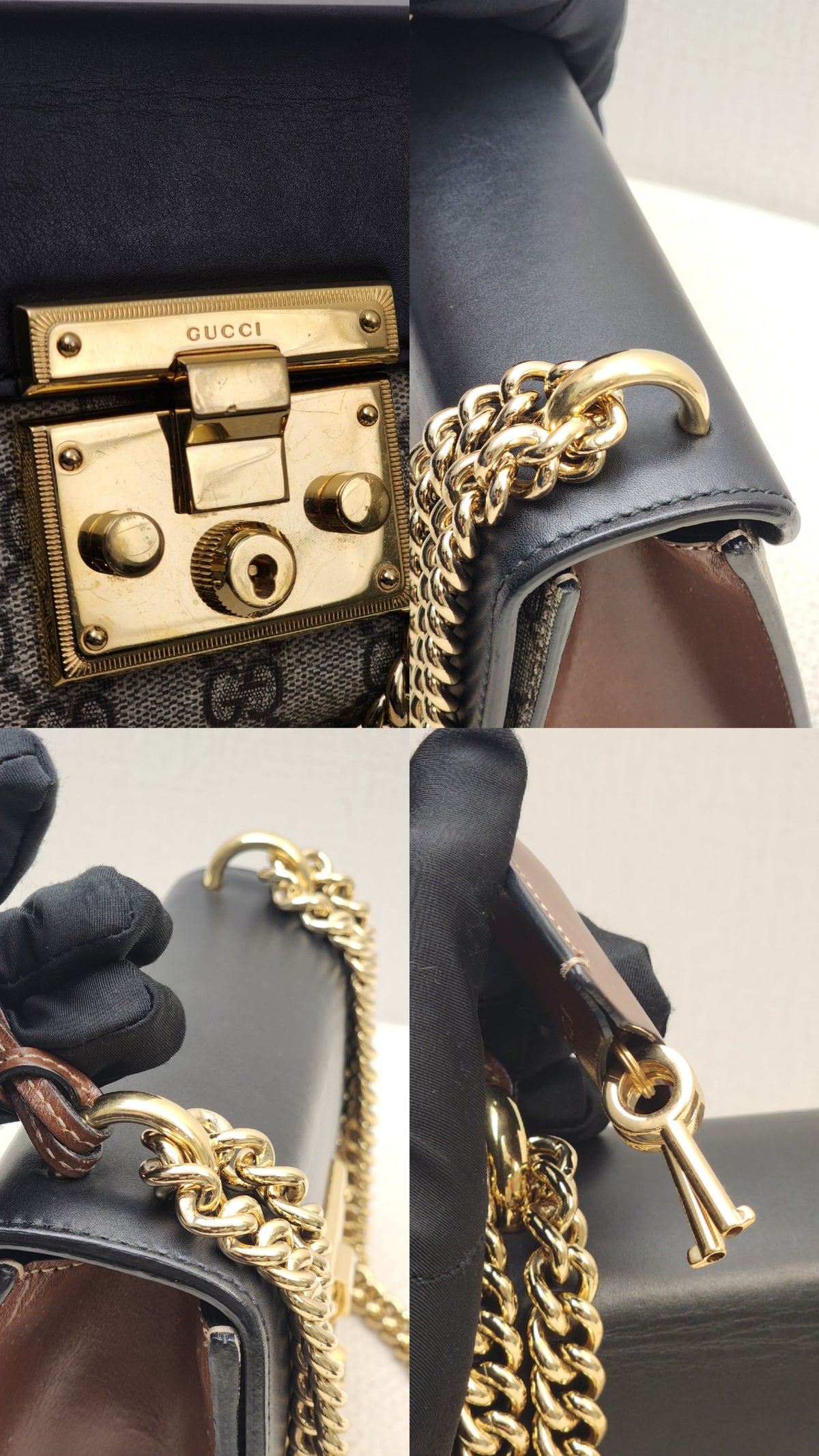 Gucci Brown GG Supreme Small Padlock Shoulder Bag (GHW)