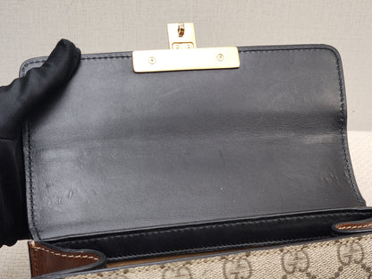 Gucci Brown GG Supreme Small Padlock Shoulder Bag (GHW)