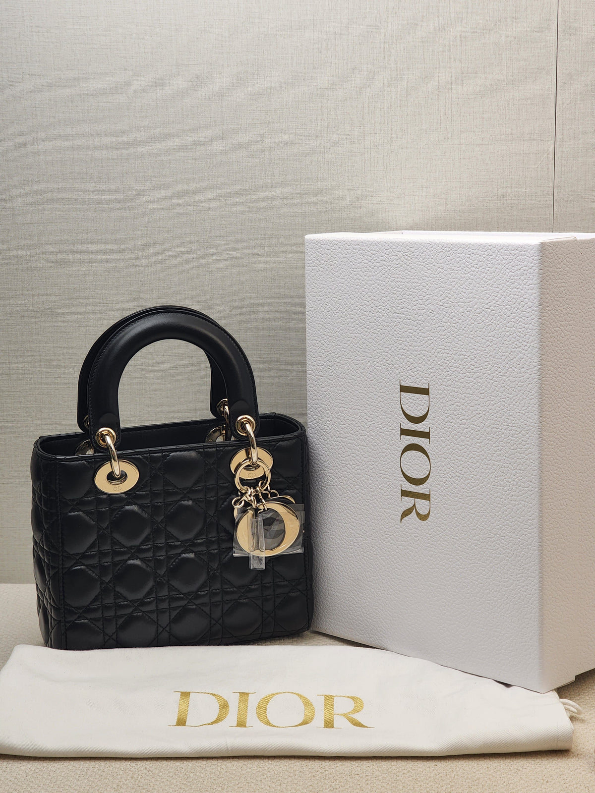 Dior Black Lambskin Small Lady D (LGHW)