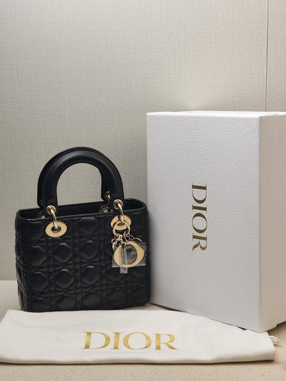 Dior Black Lambskin Small Lady D (LGHW)