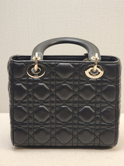 Dior Black Lambskin Small Lady D (LGHW)