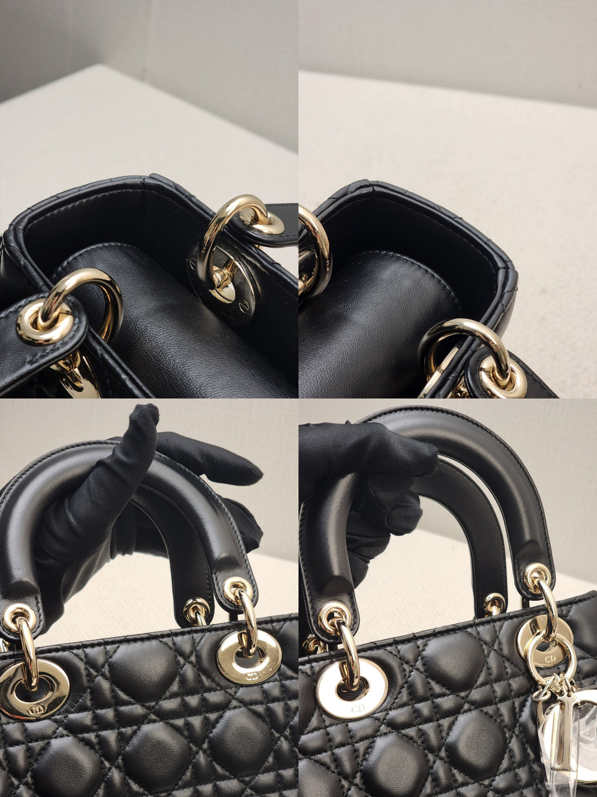 Dior Black Lambskin Small Lady D (LGHW)