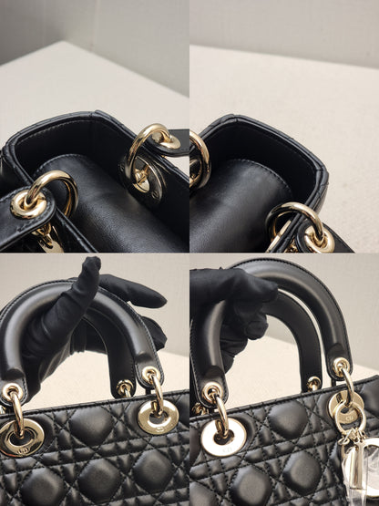 Dior Black Lambskin Small Lady D (LGHW)