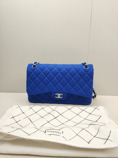 Chanel Classic Flap Jumbo Fabric Electric Blue (SHW)
