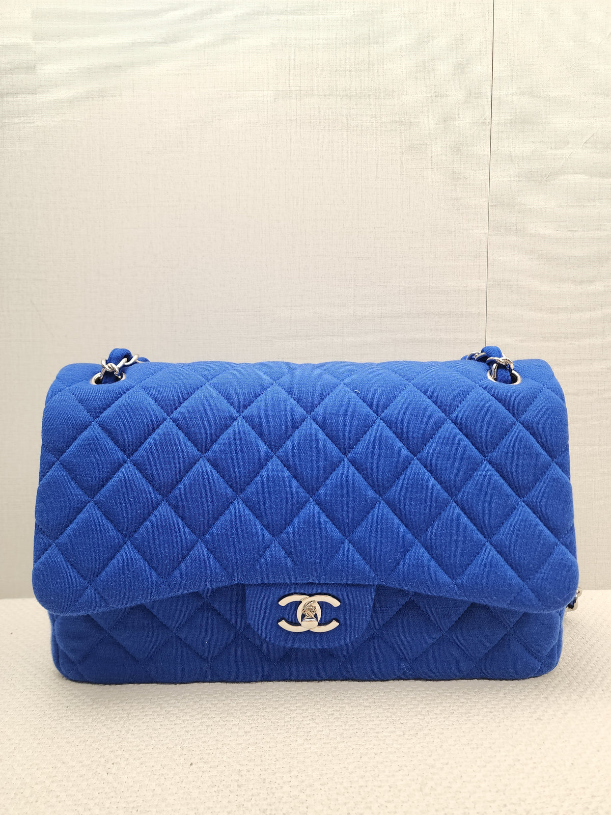 Chanel Classic Flap Jumbo Fabric Electric Blue (SHW)