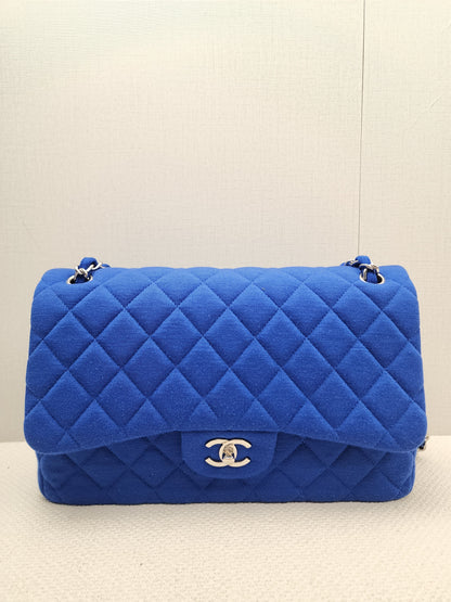 Chanel Classic Flap Jumbo Fabric Electric Blue (SHW)
