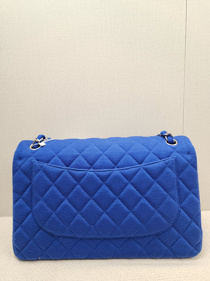 Chanel Classic Flap Jumbo Fabric Electric Blue (SHW)