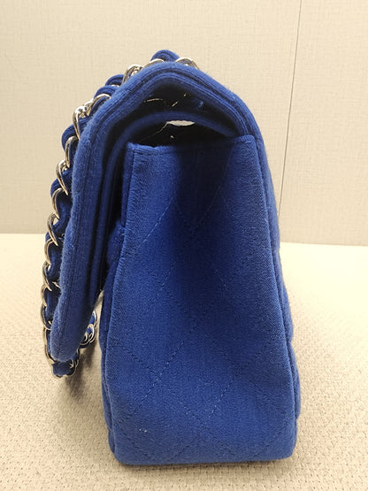 Chanel Classic Flap Jumbo Fabric Electric Blue (SHW)