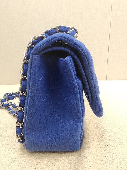 Chanel Classic Flap Jumbo Fabric Electric Blue (SHW)