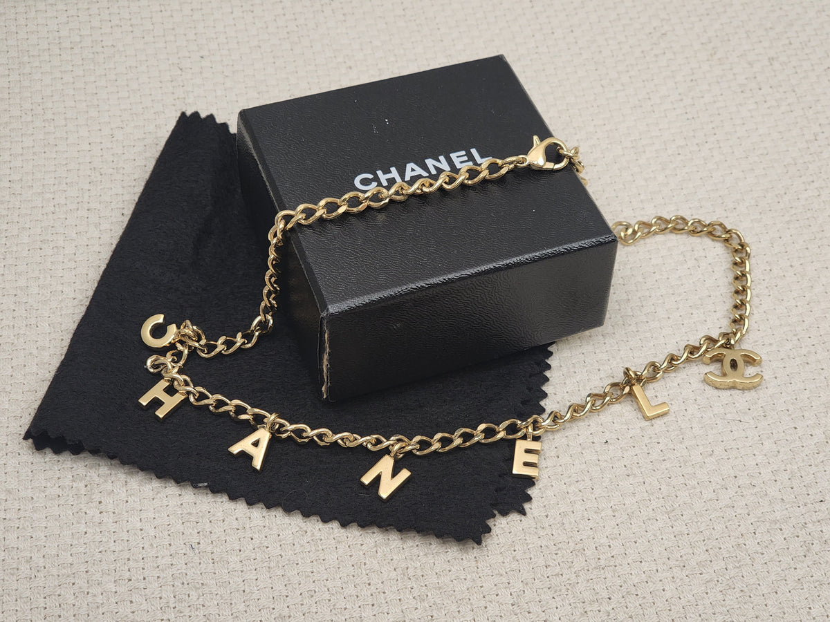 Chanel Gold Logo Charm Necklace