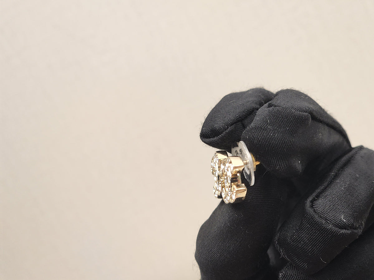 Chanel Light Gold Bi Color Diamanté Earrings