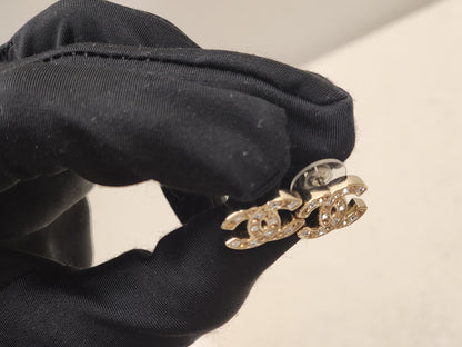 Chanel Light Gold Bi Color Diamanté Earrings