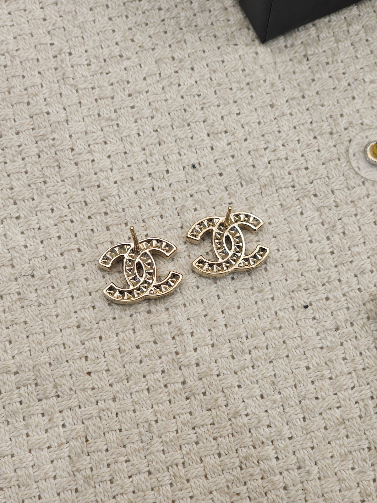 Chanel Light Gold Bi Color Diamanté Earrings