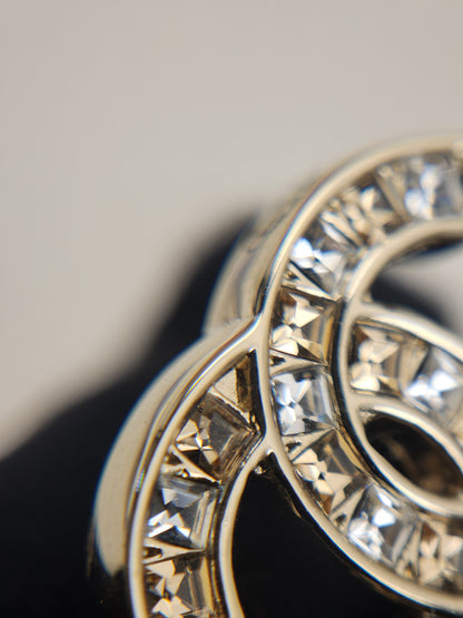 Chanel Light Gold Bi Color Diamanté Earrings