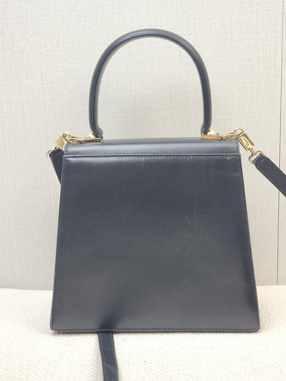 Salvatore Ferragamo Black Calfskin Gancini Kelly Bag