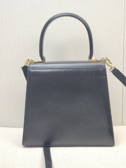Salvatore Ferragamo Black Calfskin Gancini Kelly Bag