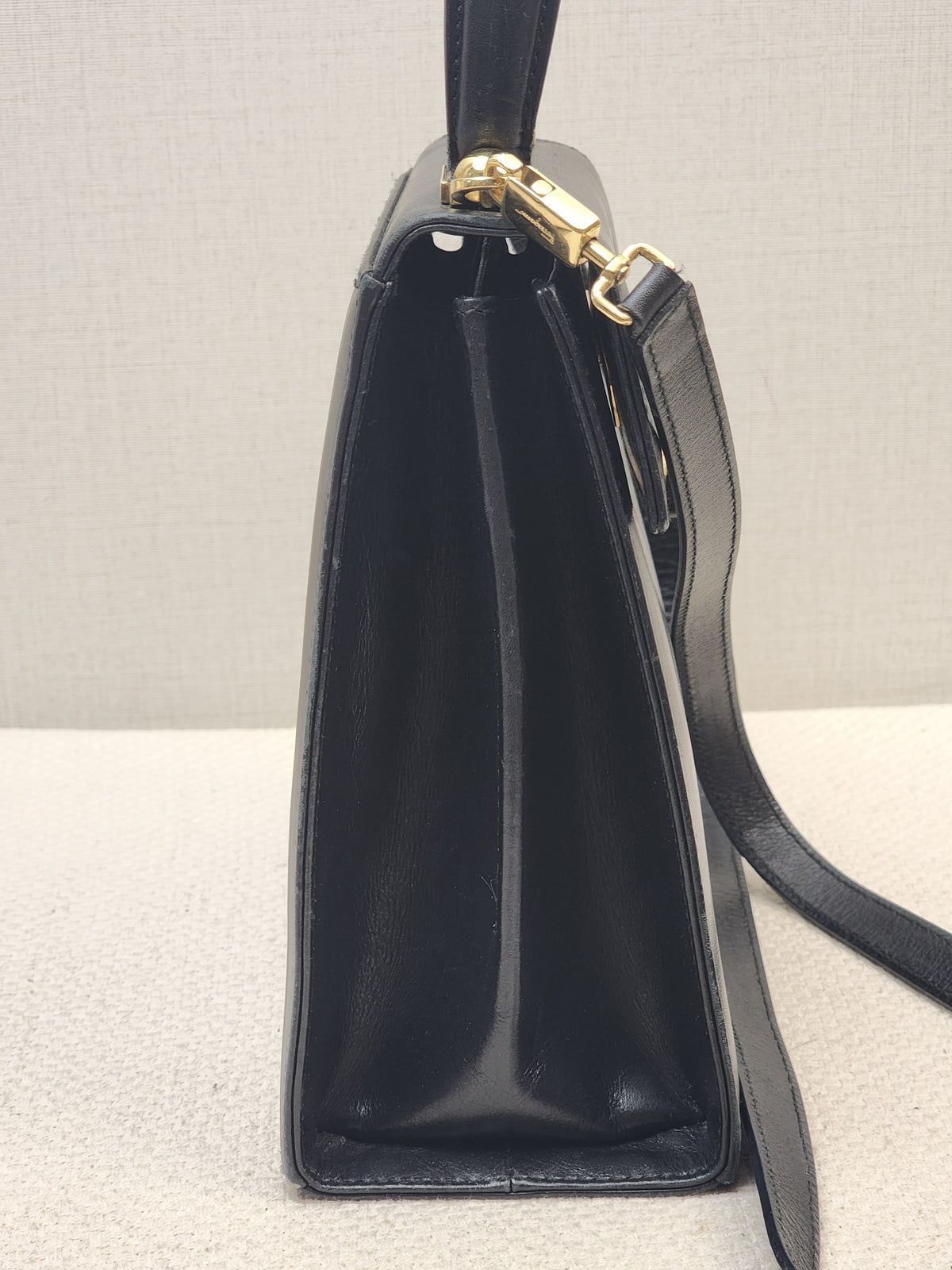 Salvatore Ferragamo Black Calfskin Gancini Kelly Bag
