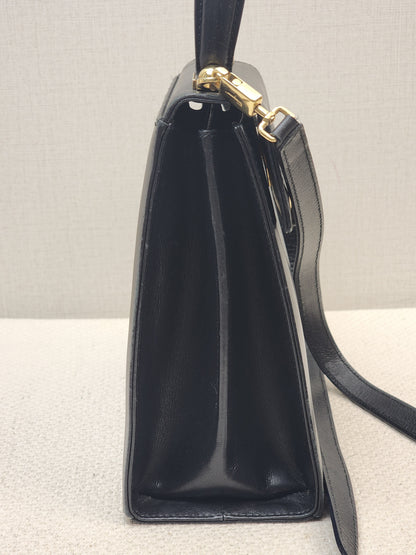 Salvatore Ferragamo Black Calfskin Gancini Kelly Bag