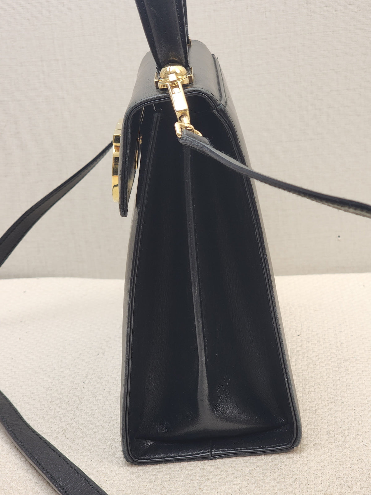Salvatore Ferragamo Black Calfskin Gancini Kelly Bag