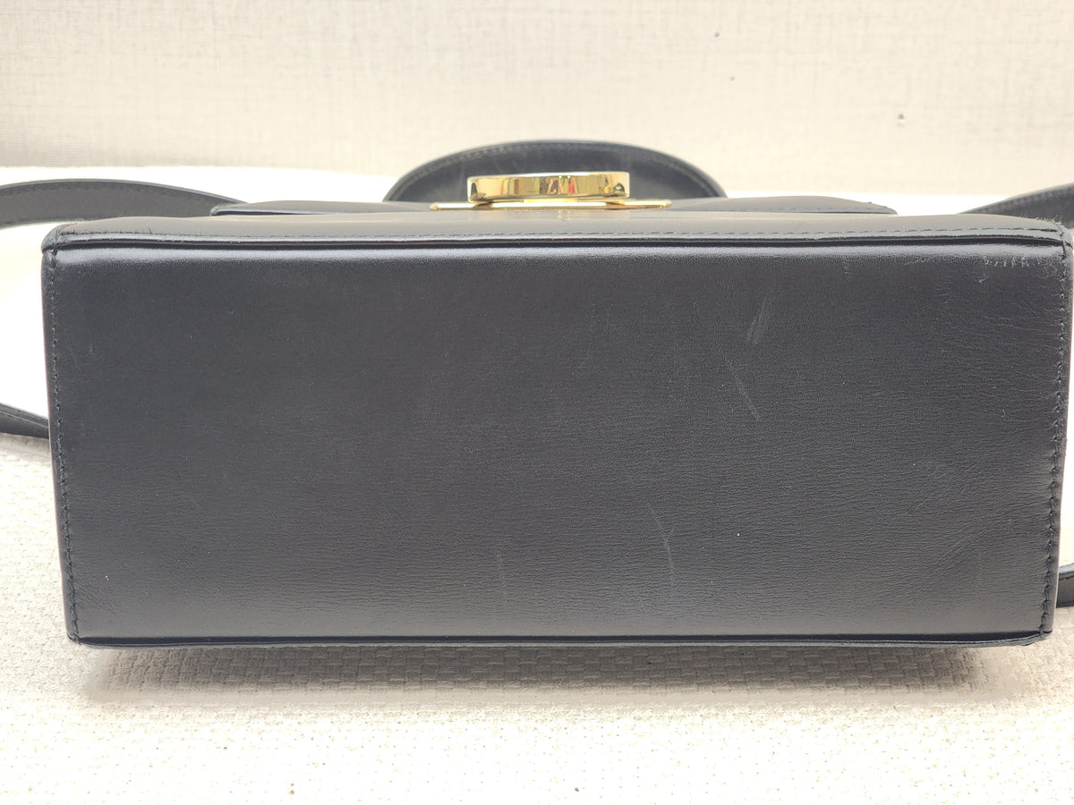 Salvatore Ferragamo Black Calfskin Gancini Kelly Bag