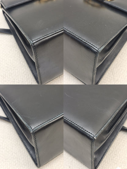 Salvatore Ferragamo Black Calfskin Gancini Kelly Bag