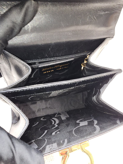 Salvatore Ferragamo Black Calfskin Gancini Kelly Bag