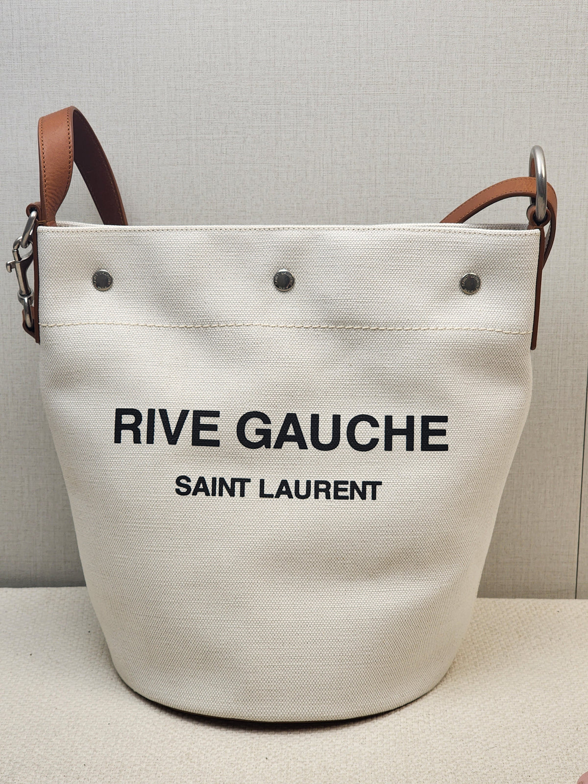 YSL Canvas Rive Gauche Bucket Bag