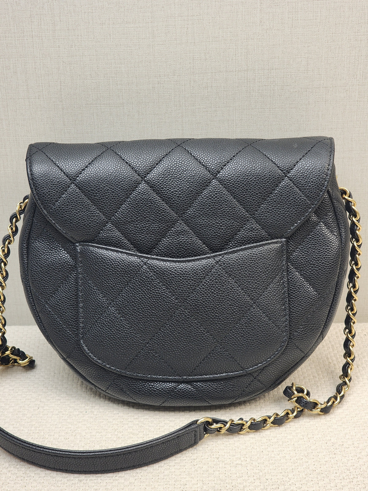 Chanel Black Caviar 23P Saddle Mini Messenger Bag (GHW)