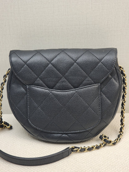 Chanel Black Caviar 23P Saddle Mini Messenger Bag (GHW)