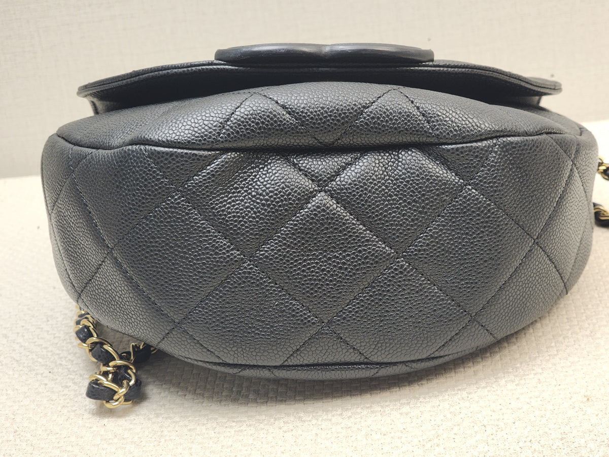 Chanel Black Caviar 23P Saddle Mini Messenger Bag (GHW)
