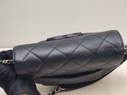 Chanel Black Caviar 23P Saddle Mini Messenger Bag (GHW)