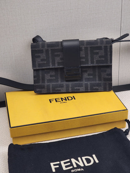 Fendi Marsudio Black Baguette Convertible Pouch (SBHW)