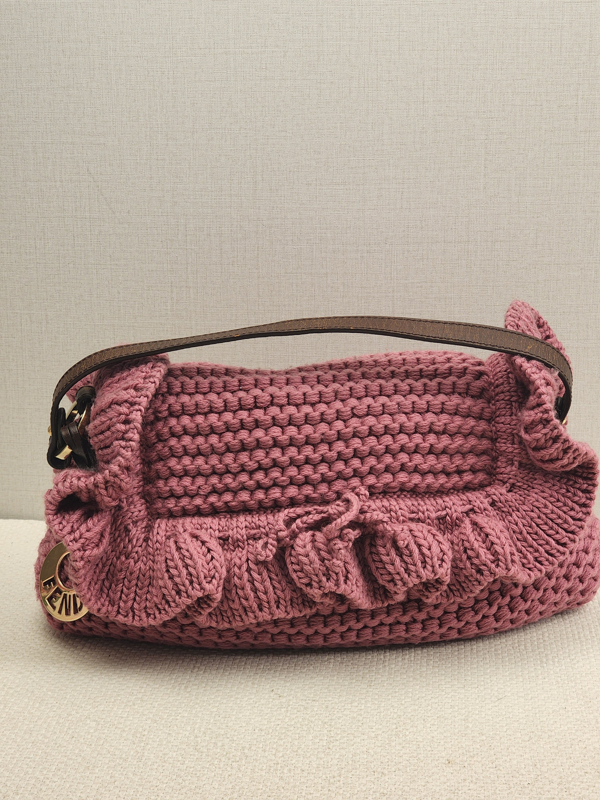 Chanel Pink Wool Crocheted Chef Shoulder Flap Bag