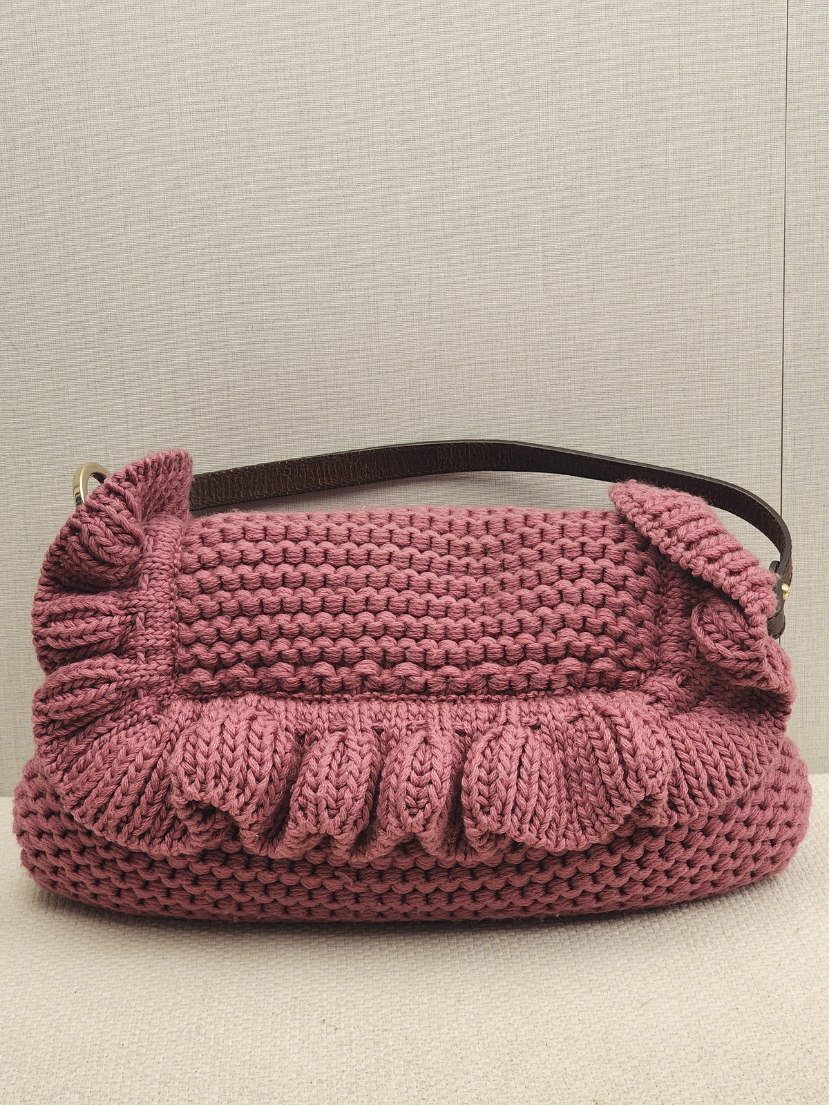 Chanel Pink Wool Crocheted Chef Shoulder Flap Bag