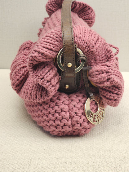 Chanel Pink Wool Crocheted Chef Shoulder Flap Bag