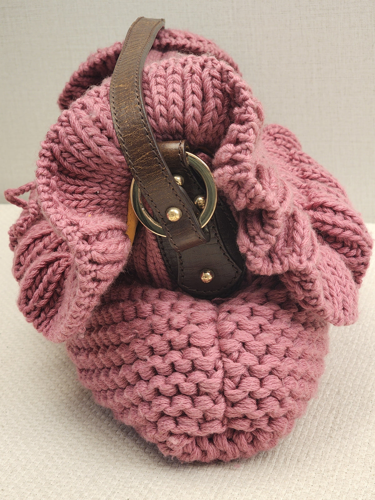Chanel Pink Wool Crocheted Chef Shoulder Flap Bag