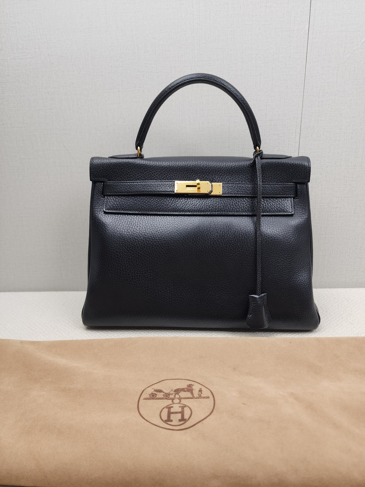 Hermes Black Ardennes Leather Kelly 32 (GHW)