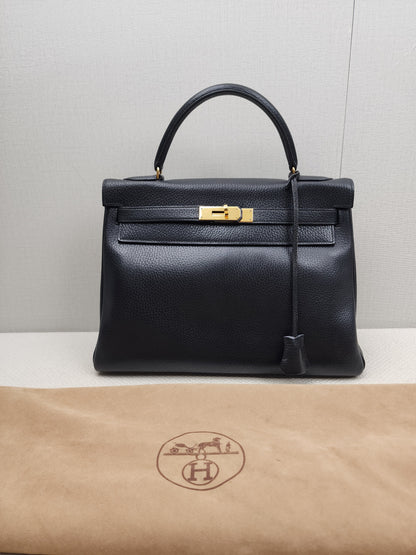 Hermes Black Ardennes Leather Kelly 32 (GHW)