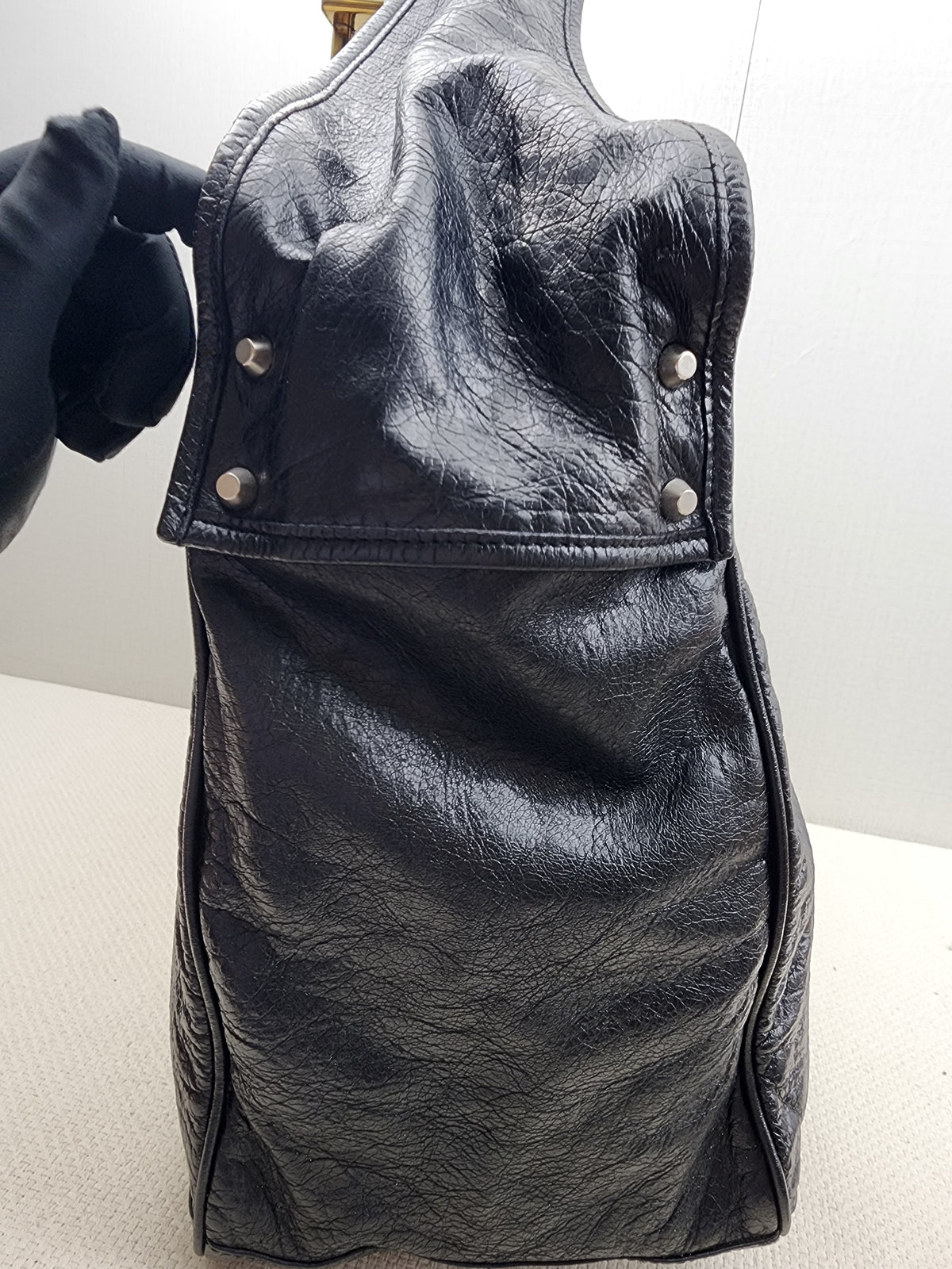 Balenciaga Black Agneau S Squash Boston City