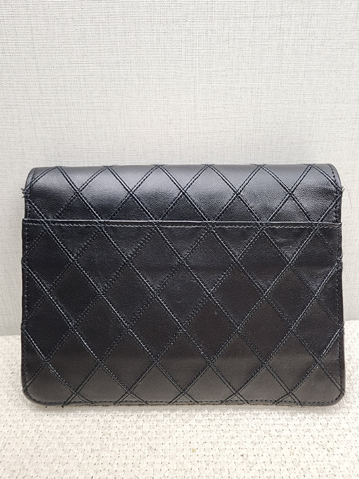 Chanel Black Lambskin Square Clutch