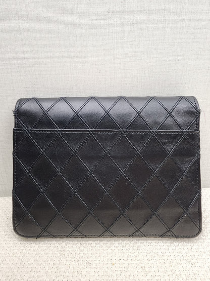 Chanel Black Lambskin Square Clutch