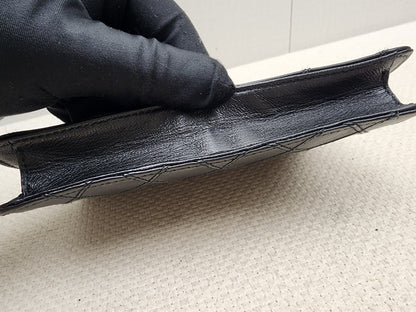 Chanel Black Lambskin Square Clutch