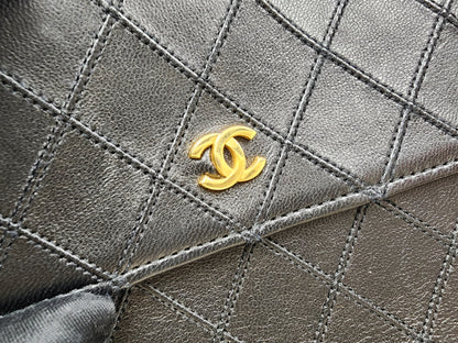Chanel Black Lambskin Square Clutch