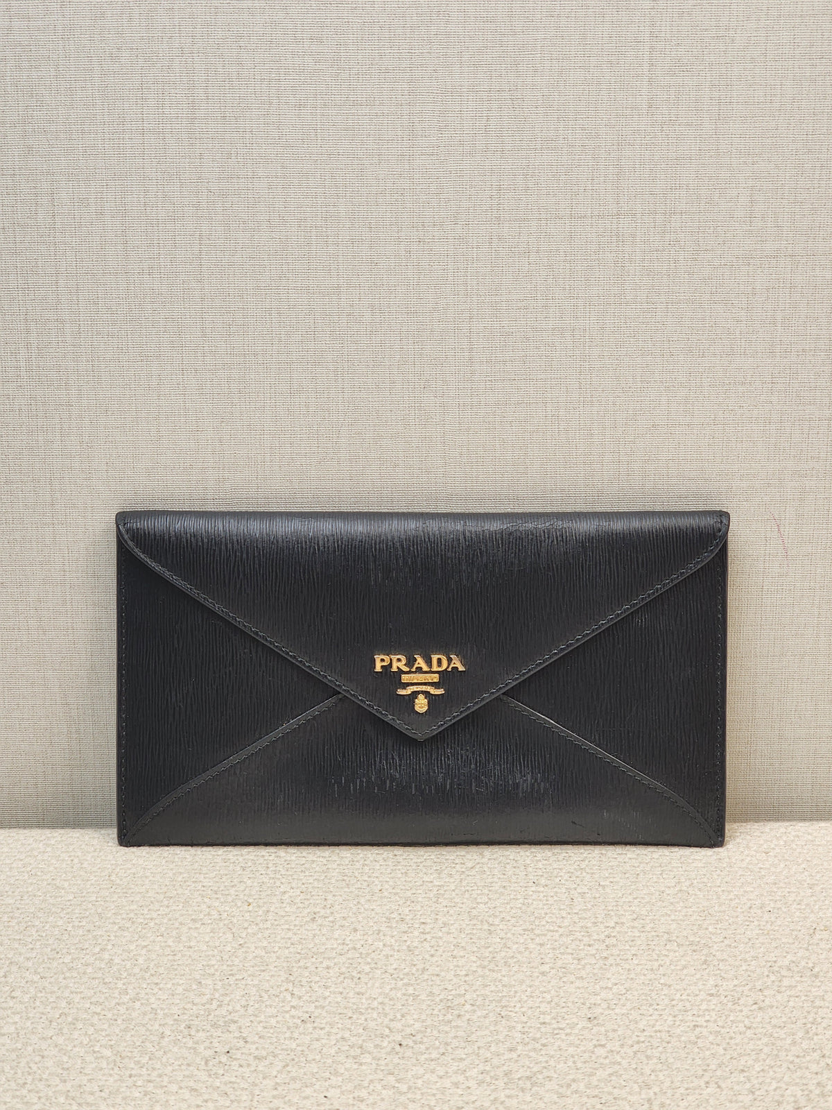 Prada Black Vitello Move Envelope Long Wallet